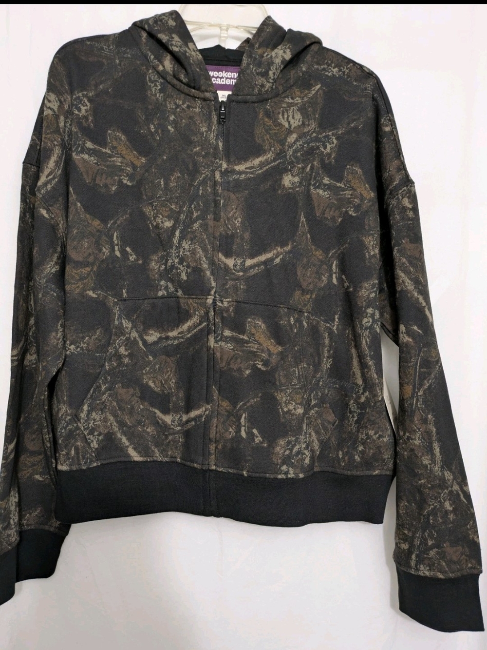 Kids Black Camo Zip-Up Hoodie